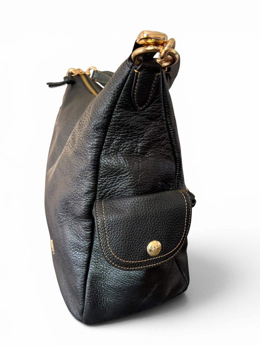Coach Pennie Black Pebbled Leather Shoulder Hobo Bag with Gold Hardware - Picture 5 of 16